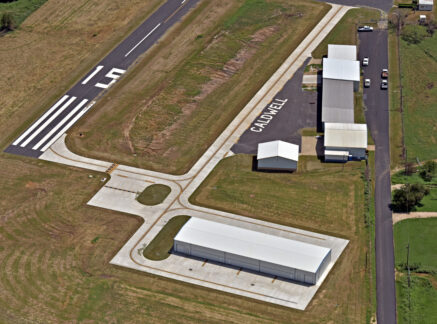 Hangars and taxiways at Caldwell Municipal Airport